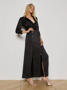 L'Agence Women's Uriah Satin Maxi Shirt Dress
