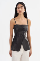 Lamarque Women's Milana Leather Long Bustier Top