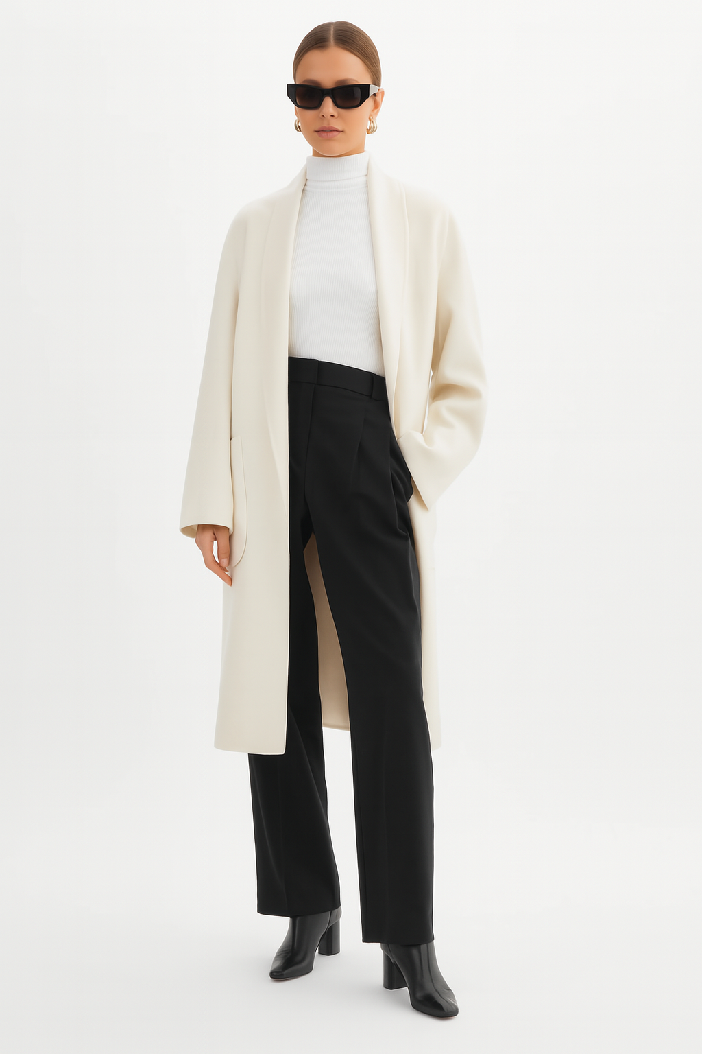 Lamarque Women's Thara Shawl Collar Wool Coat