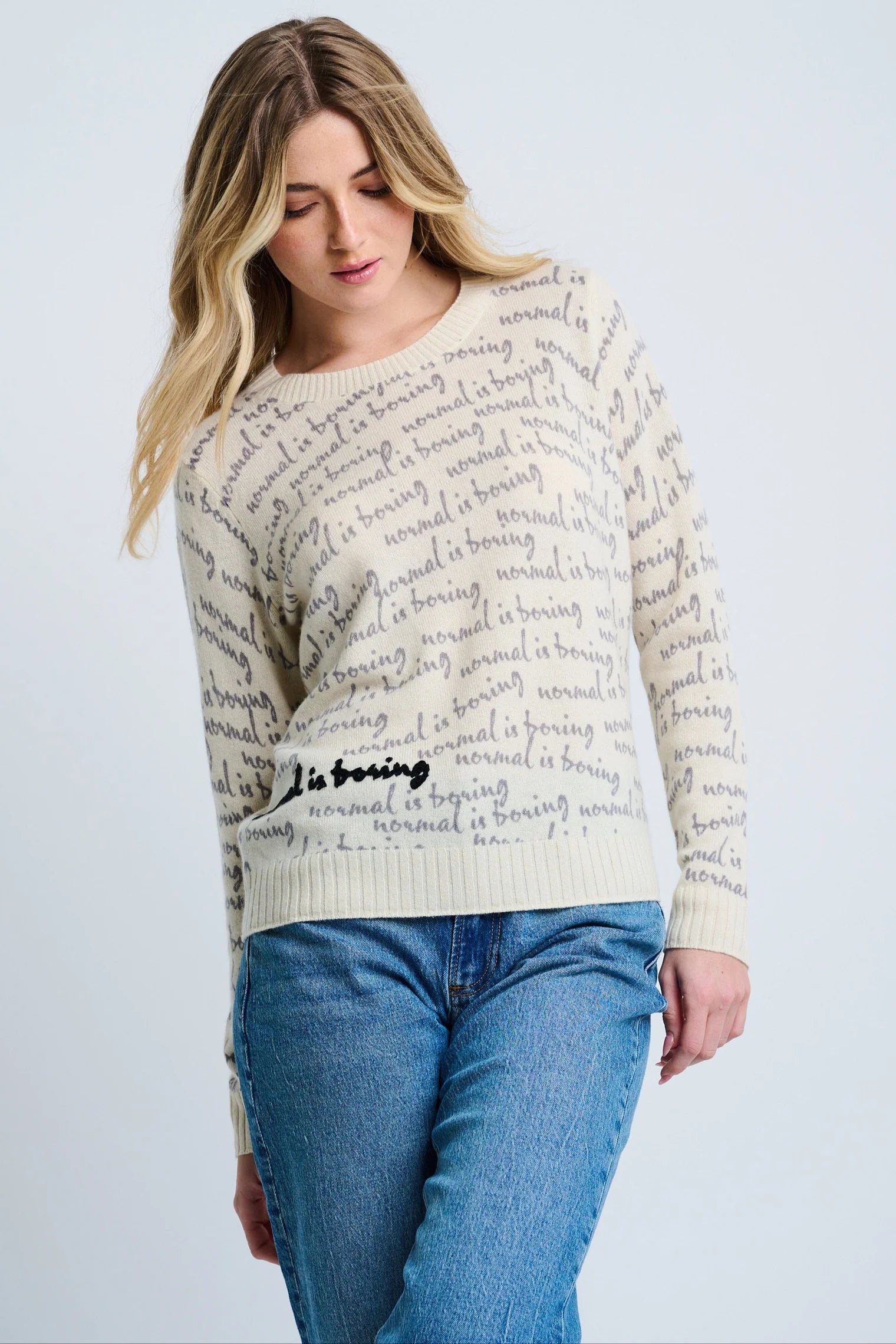 Lisa Todd Women's 100% Cashmere Normal is Boring Sweater