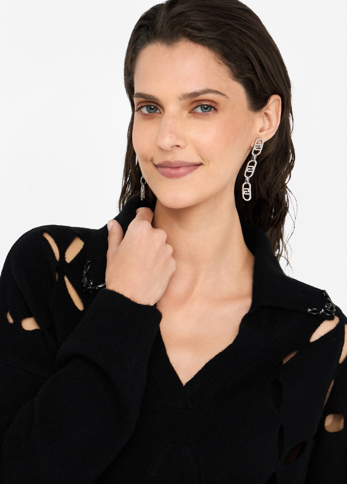 Liu Jo Women's 100% Wool Jumper with Bejewelled Embroidery