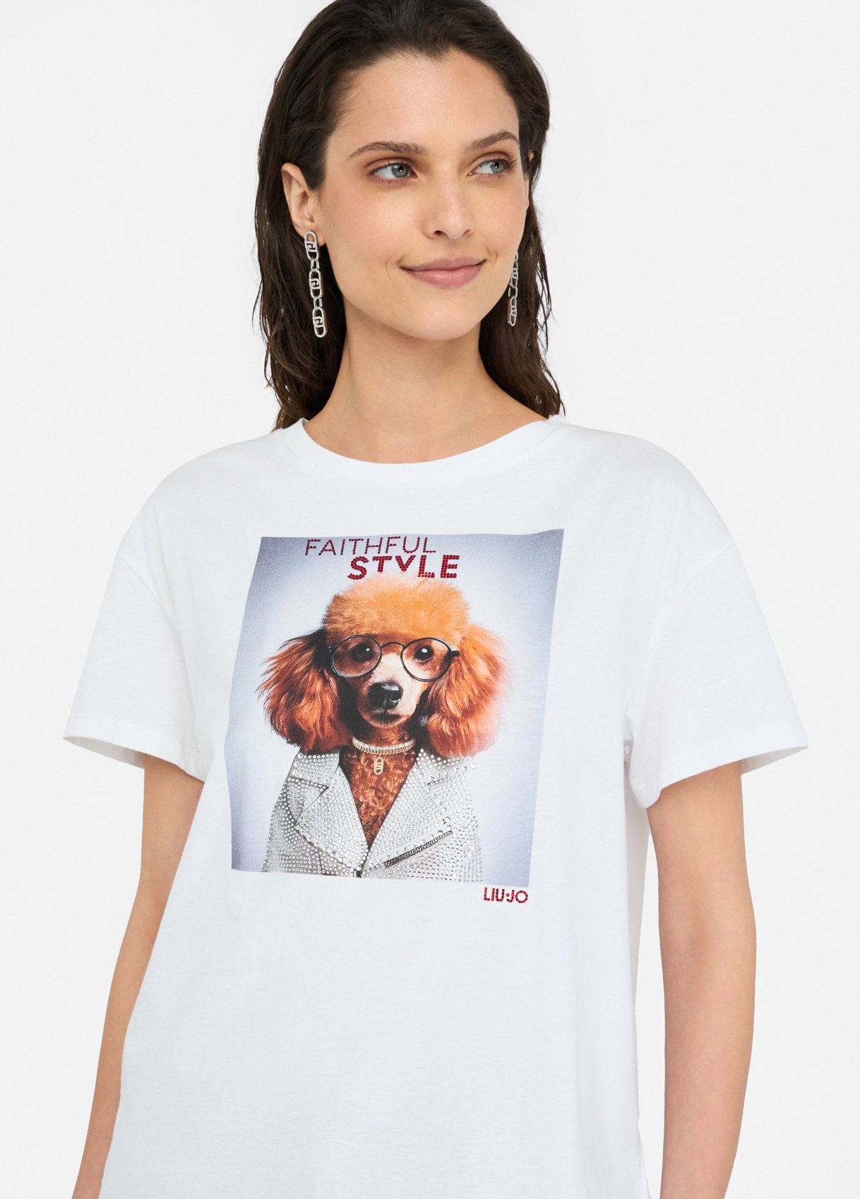 Liu Jo Women's Printed T-Shirt with Rhinestones