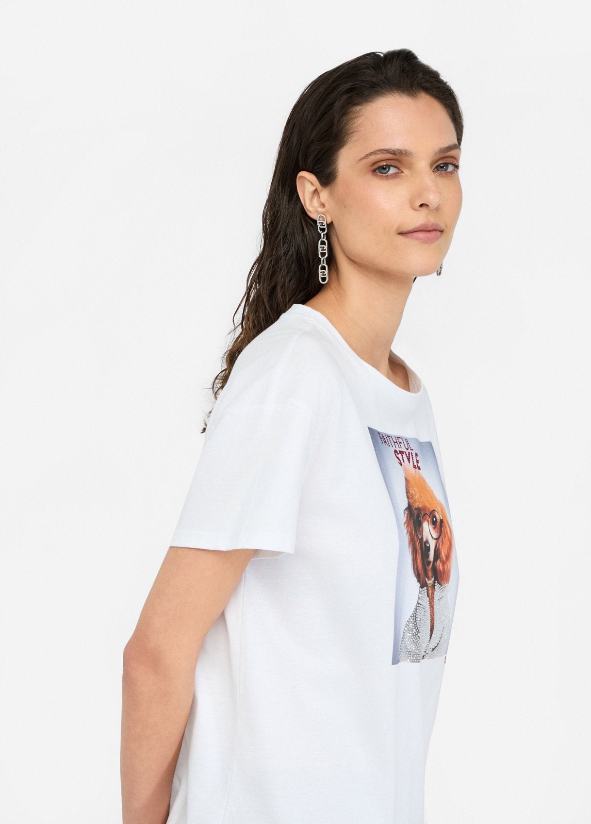 Liu Jo Women's Printed T-Shirt with Rhinestones