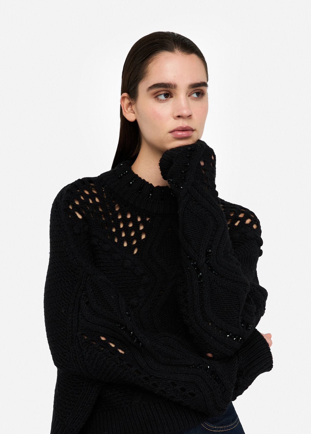 Liu Jo Women's Wool Sweater With Openwork Detailing