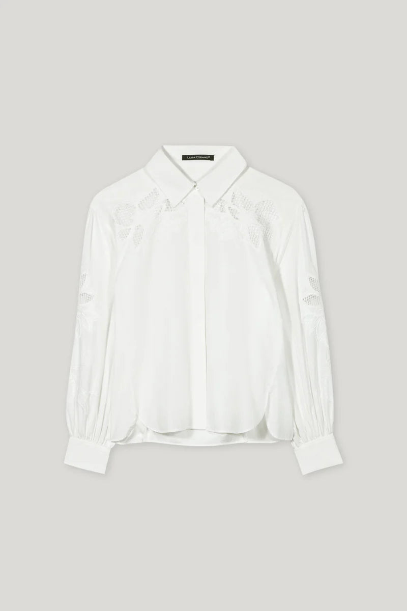 Luisa Cerano Women's Long-Sleeved Blouse with Embroidery