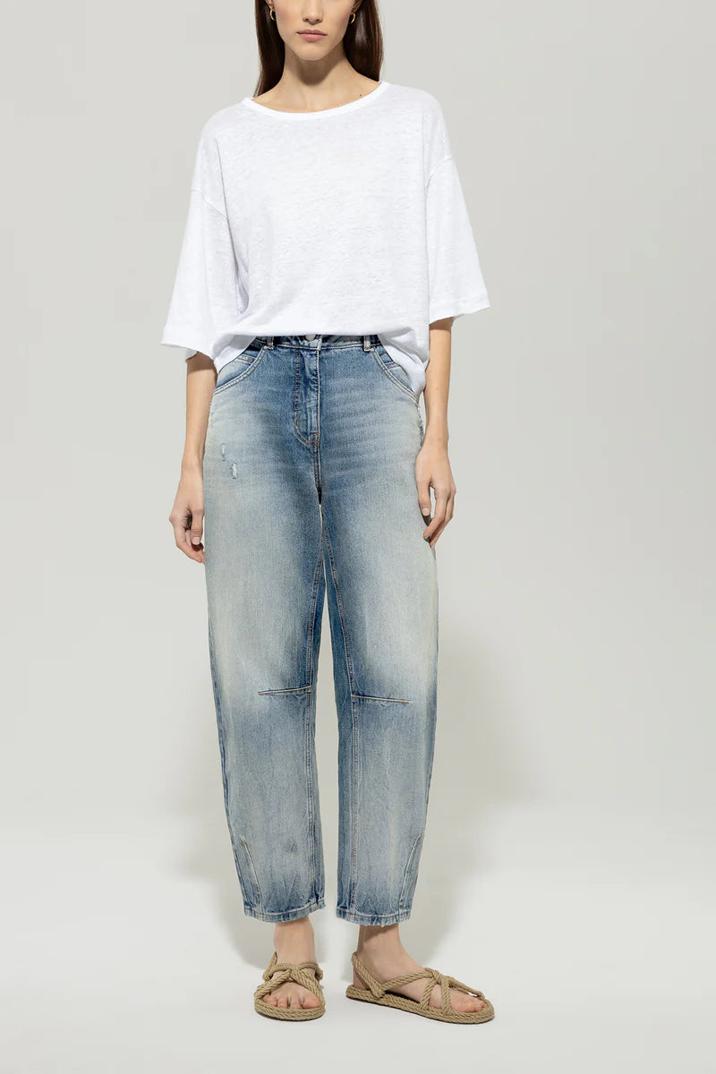 Luisa Cerano Women's Rigid Denim with Barrel Leg