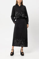 Luisa Cerano Women's Sequined Taffeta Skirt