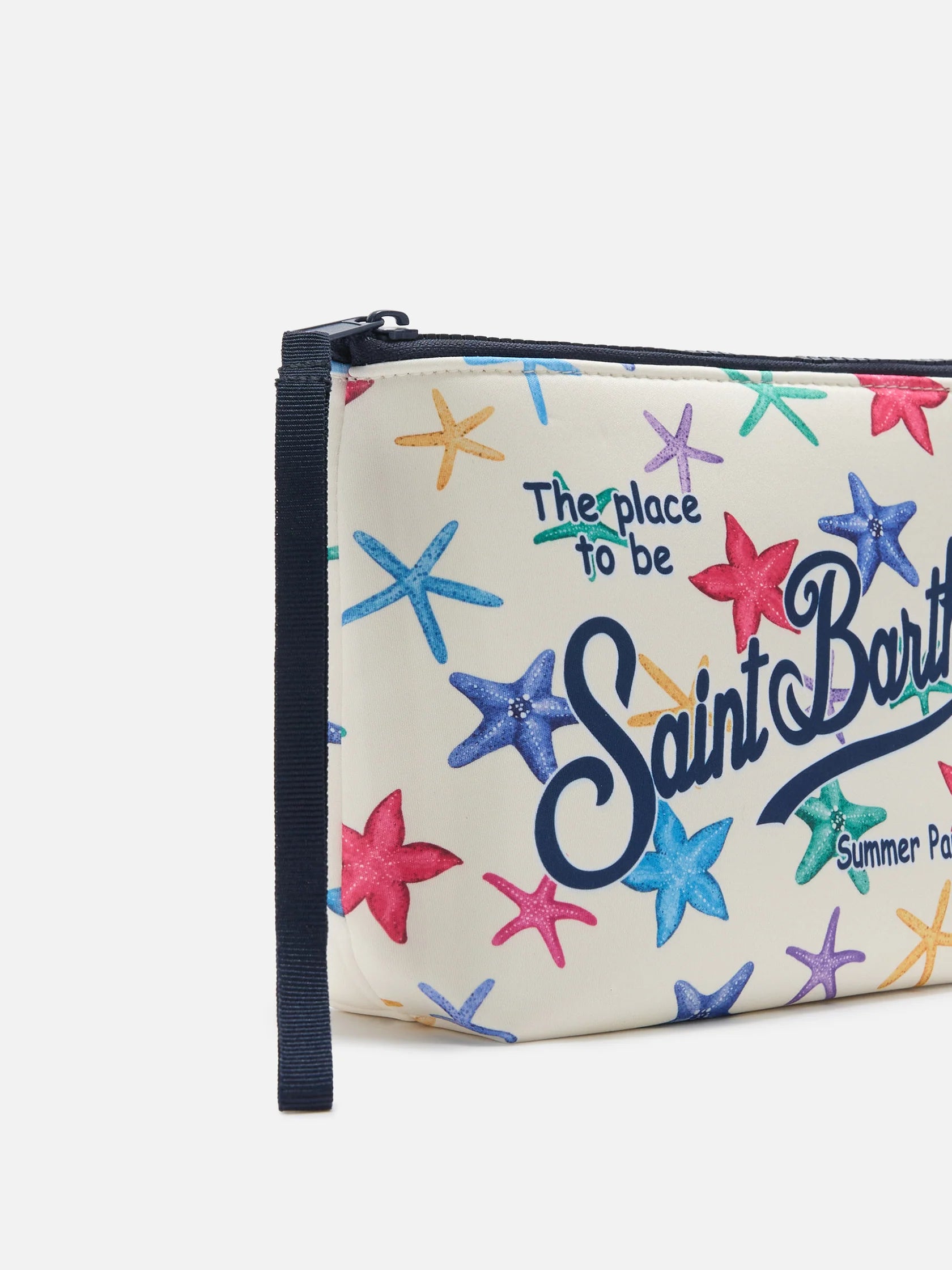 MC2 Saint Barth Women's Aline Scuba Beige Pouch with Starfish Print