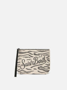 MC2 Saint Barth Women's Scuba Pouch with Zebra print and Applied Rhinestones