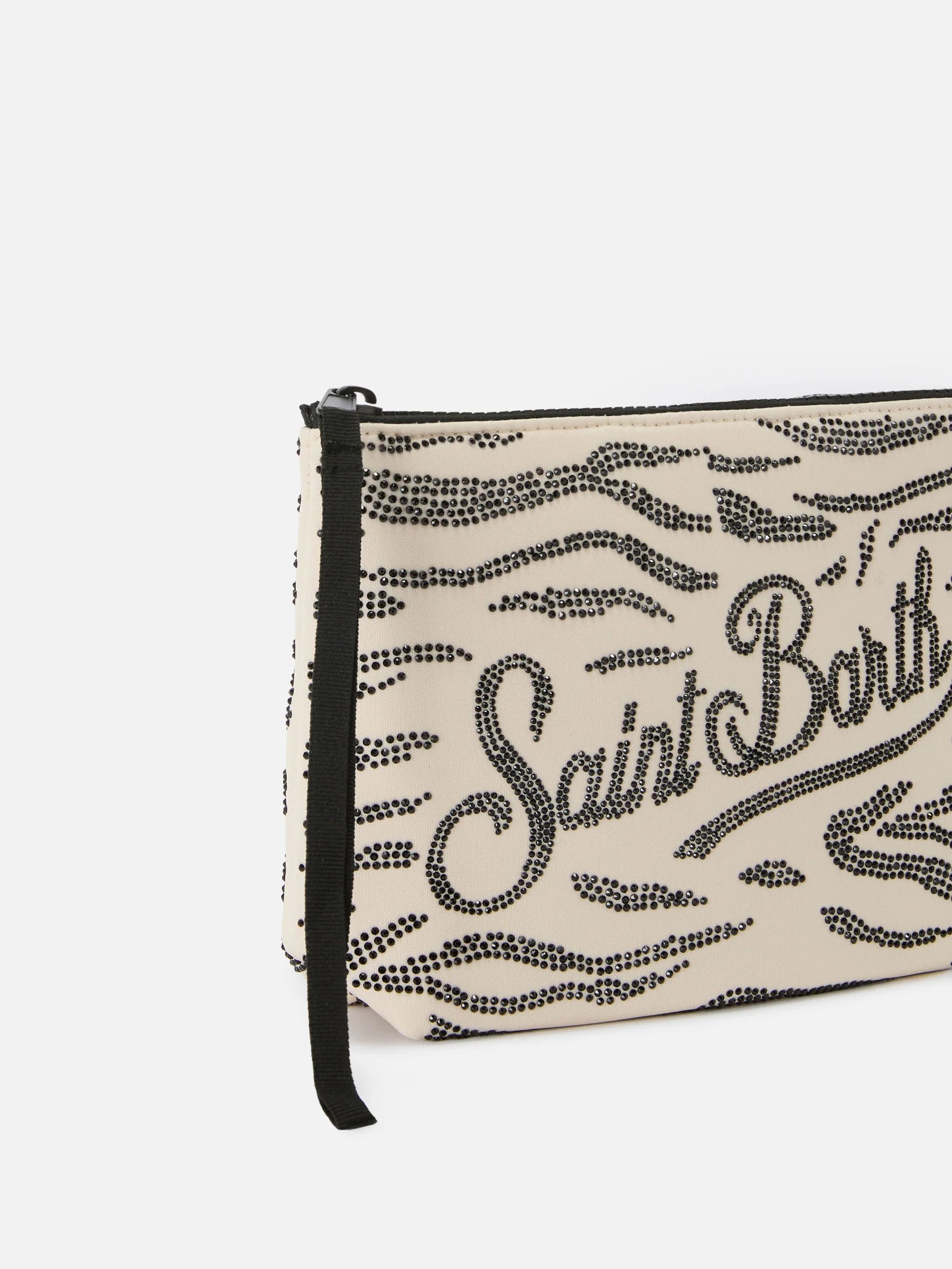 MC2 Saint Barth Women's Scuba Pouch with Zebra print and Applied Rhinestones