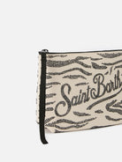 MC2 Saint Barth Women's Scuba Pouch with Zebra print and Applied Rhinestones