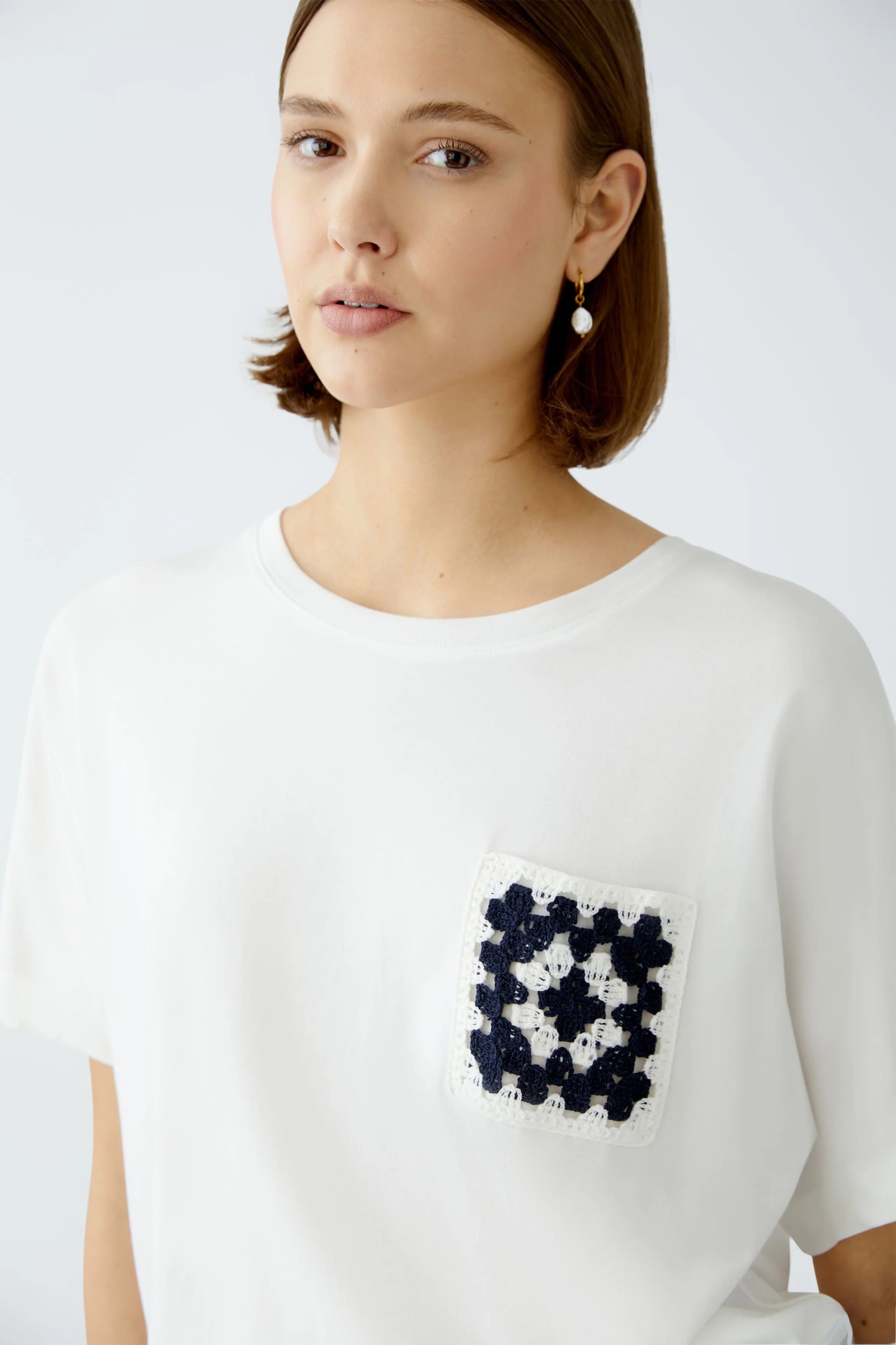 Oui Women's Crochet Pocket T-Shirt