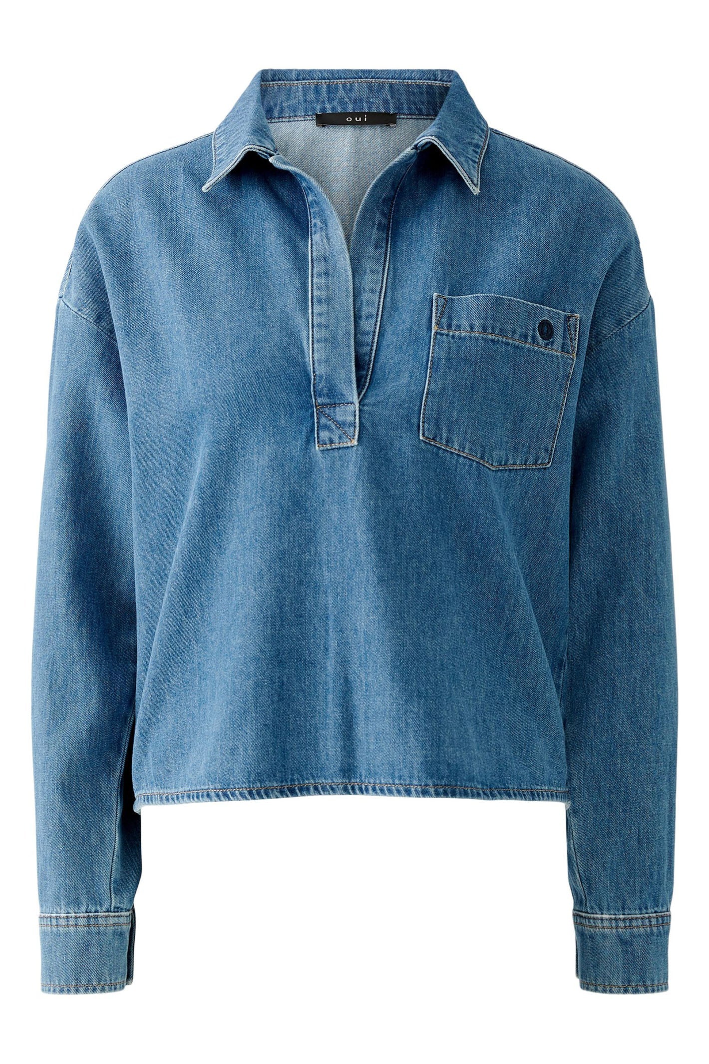 Oui Women's Denim Blue Blouse – Channers