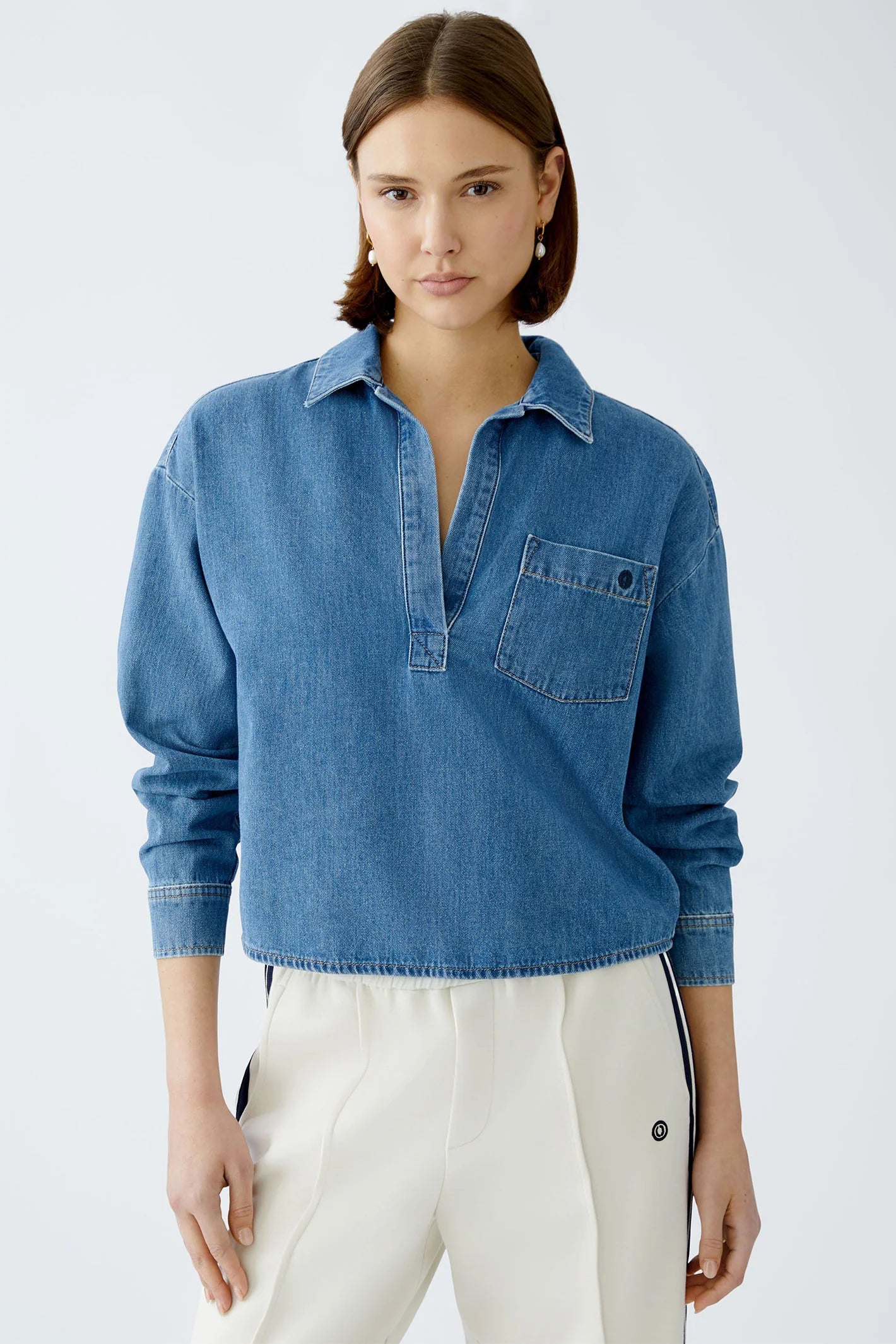 Oui Women's Denim Blue Blouse – Channers