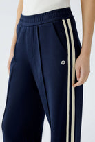 Oui Women's Joggers With Side Stripes Dark Blue