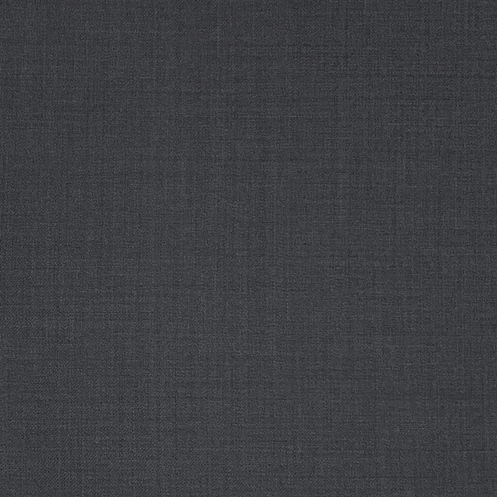 A close-up of a dark charcoal gray textured fabric with a fine woven linen-like pattern.