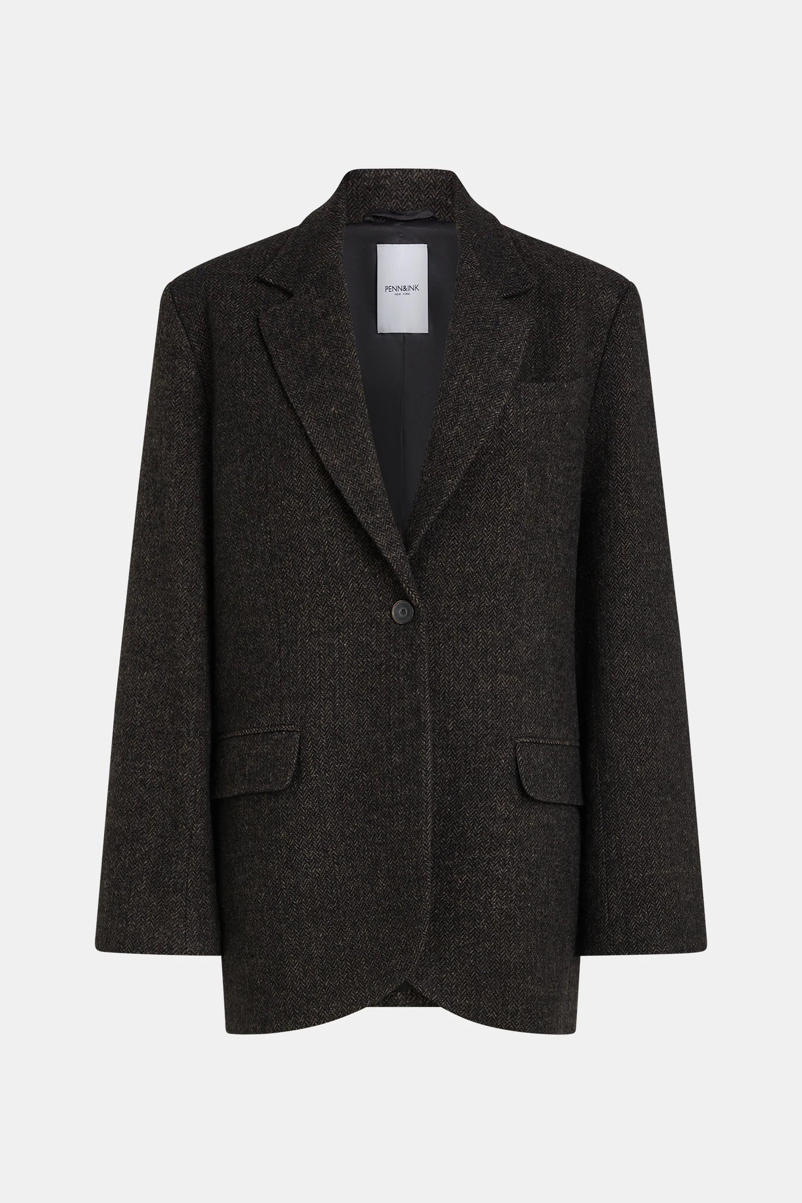 Penn & Ink Women's Black Melange Fabric Blazer