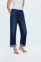 Pistola Women's Kacey Mid Rise Cuffed Boyfriend Pant