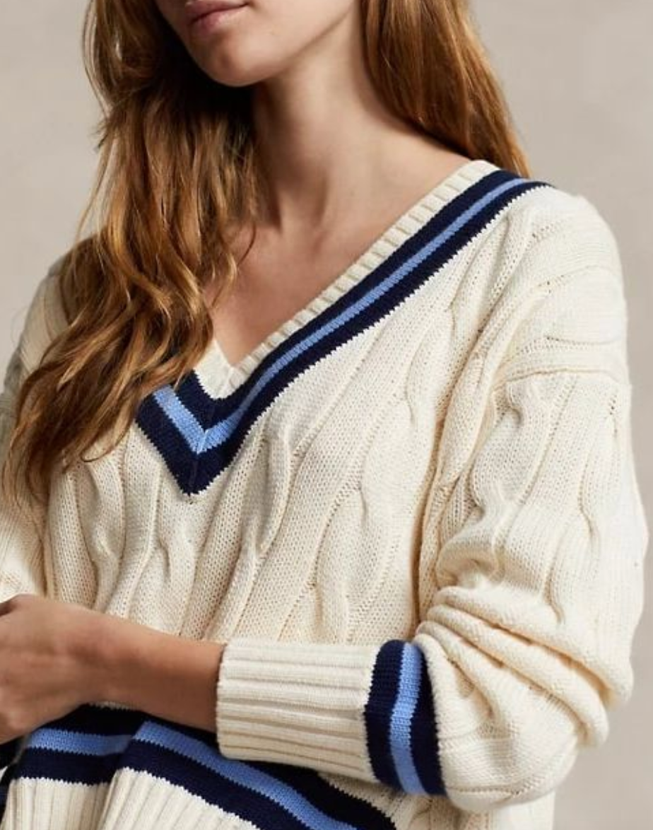 Ralph Lauren Women's Cable-Knit Cotton Cricket Jumper