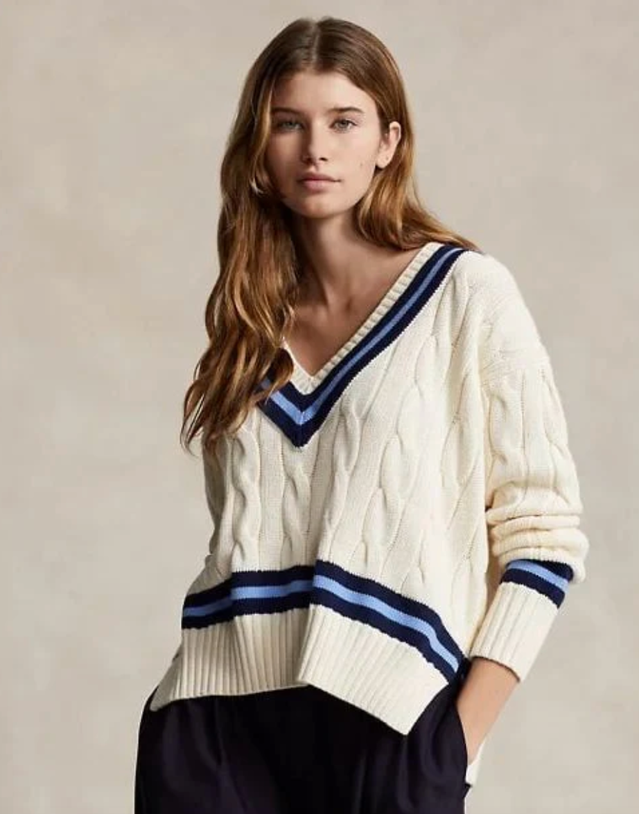 Ralph Lauren Women's Cable-Knit Cotton Cricket Jumper