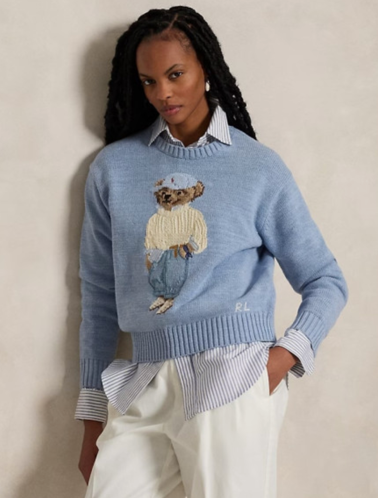 Ralph Lauren Women's Cotton Bear Pullover Sweater