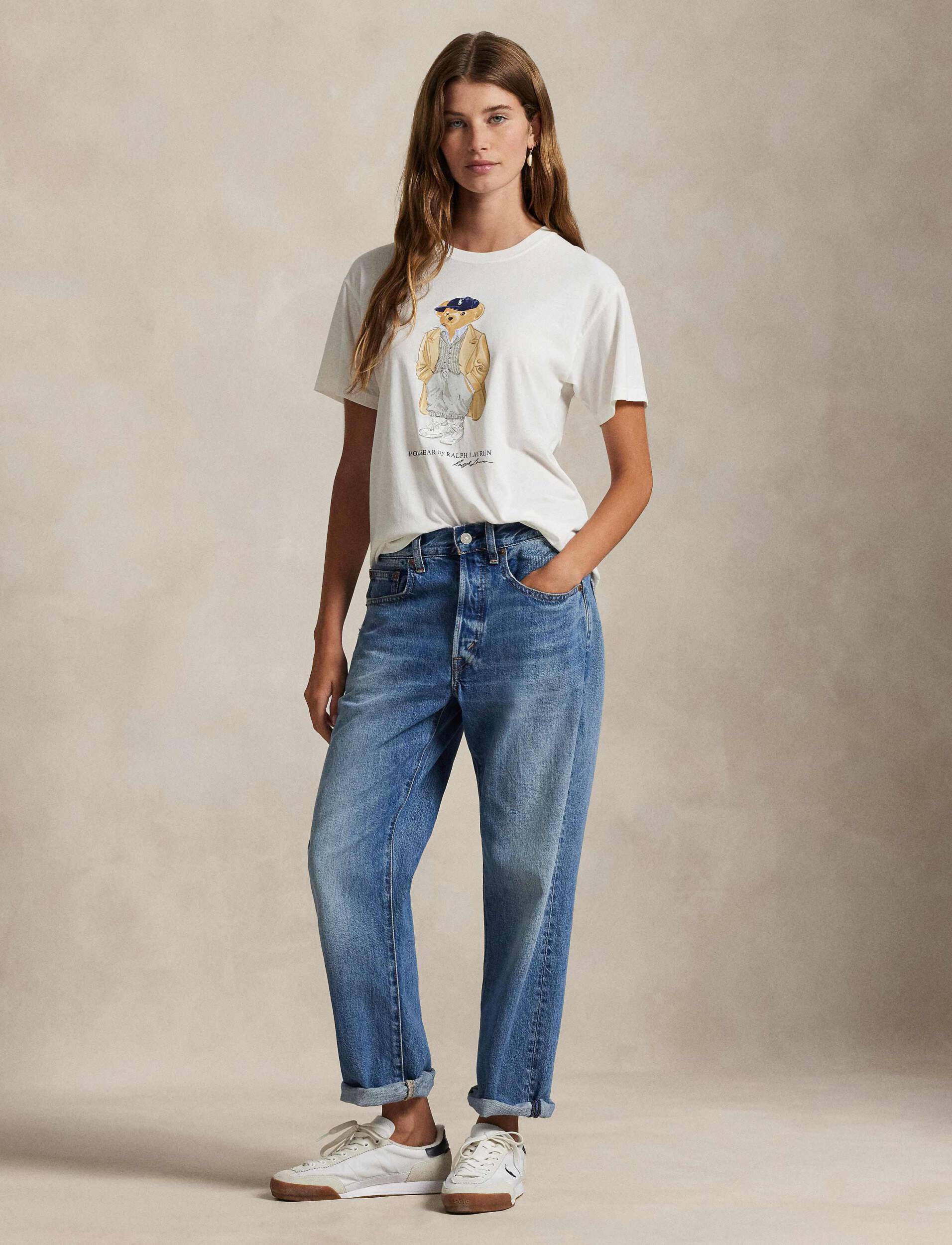 Ralph Lauren Women's  Polo Bear Cotton Jersey T-Shirt White