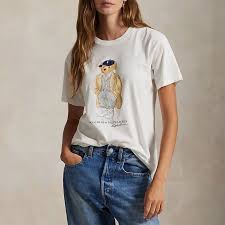 Ralph Lauren Women's  Polo Bear Cotton Jersey T-Shirt White
