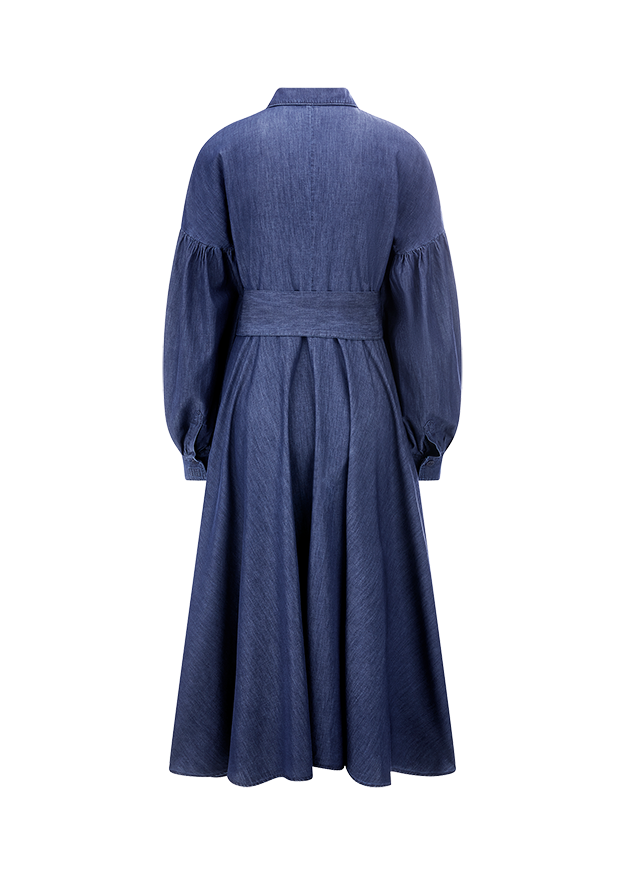 Riani Women's Maxi Denim Dress with Balloon Sleeves