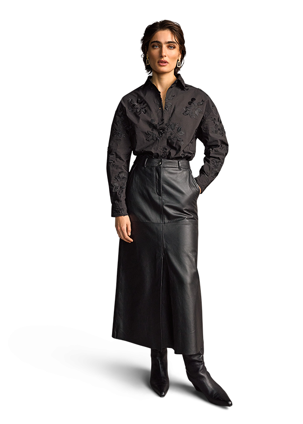 Riani Women's Maxi Skirt in Lamb Nappa