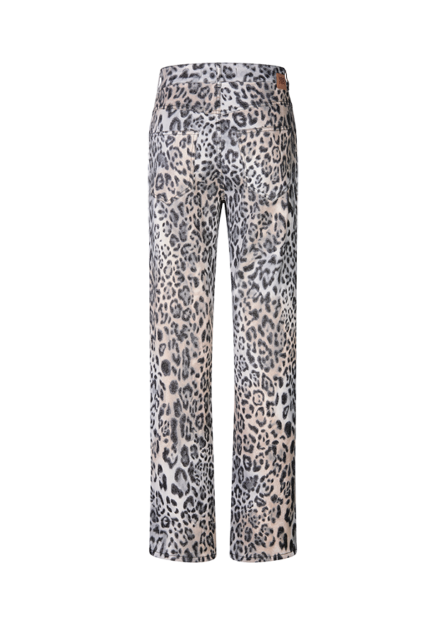 Riani Women's Straight Fit Trousers with Leopard Print