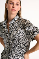 Shan Women's Short-Sleeved Silk Leopard Print Blouse