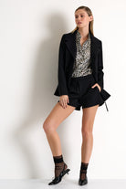 Shan Women's Short-Sleeved Silk Leopard Print Blouse