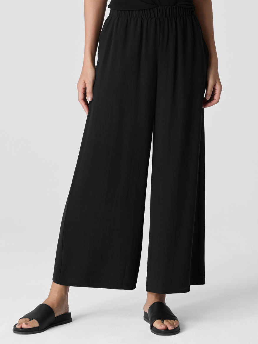 Silk Georgette Crepe Wide-Leg Pant