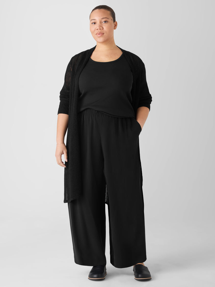 Silk Georgette Crepe Wide-Leg Pant