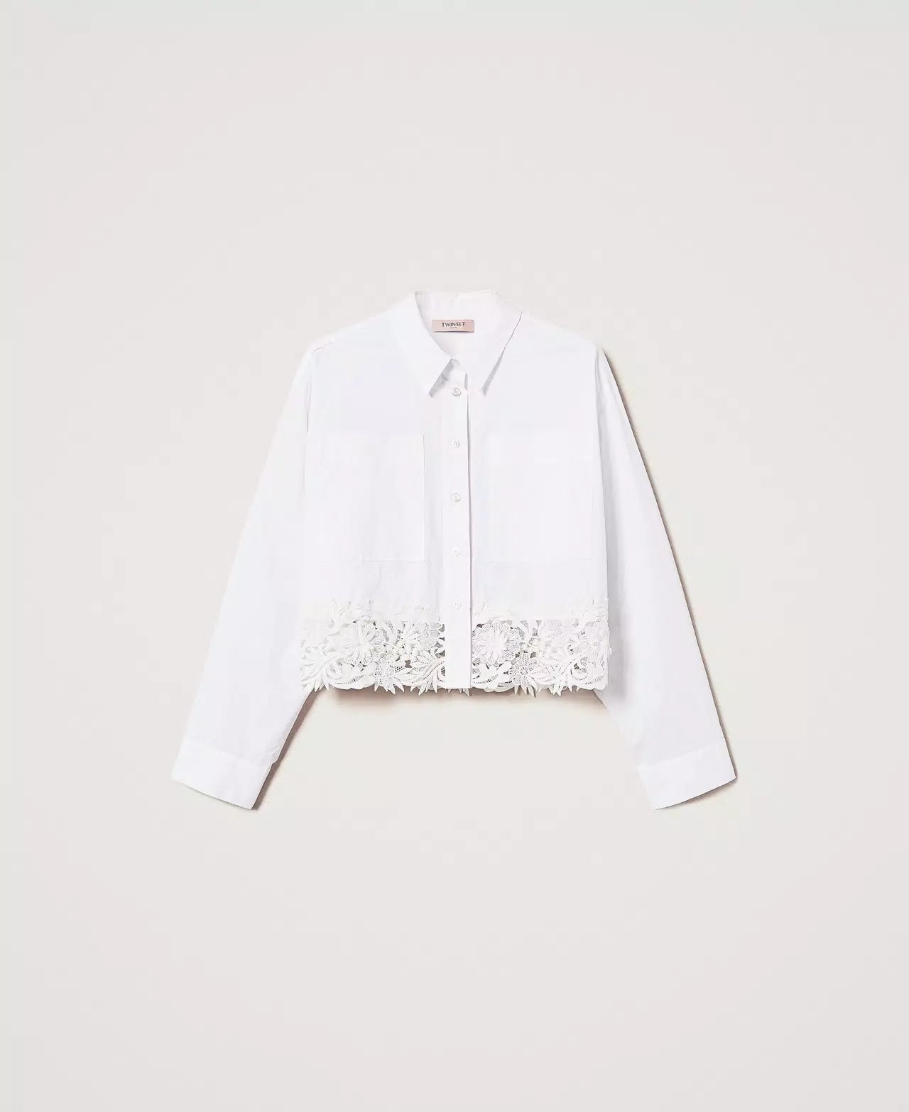 Twinset Women's Boxy Poplin Shirt with Lace