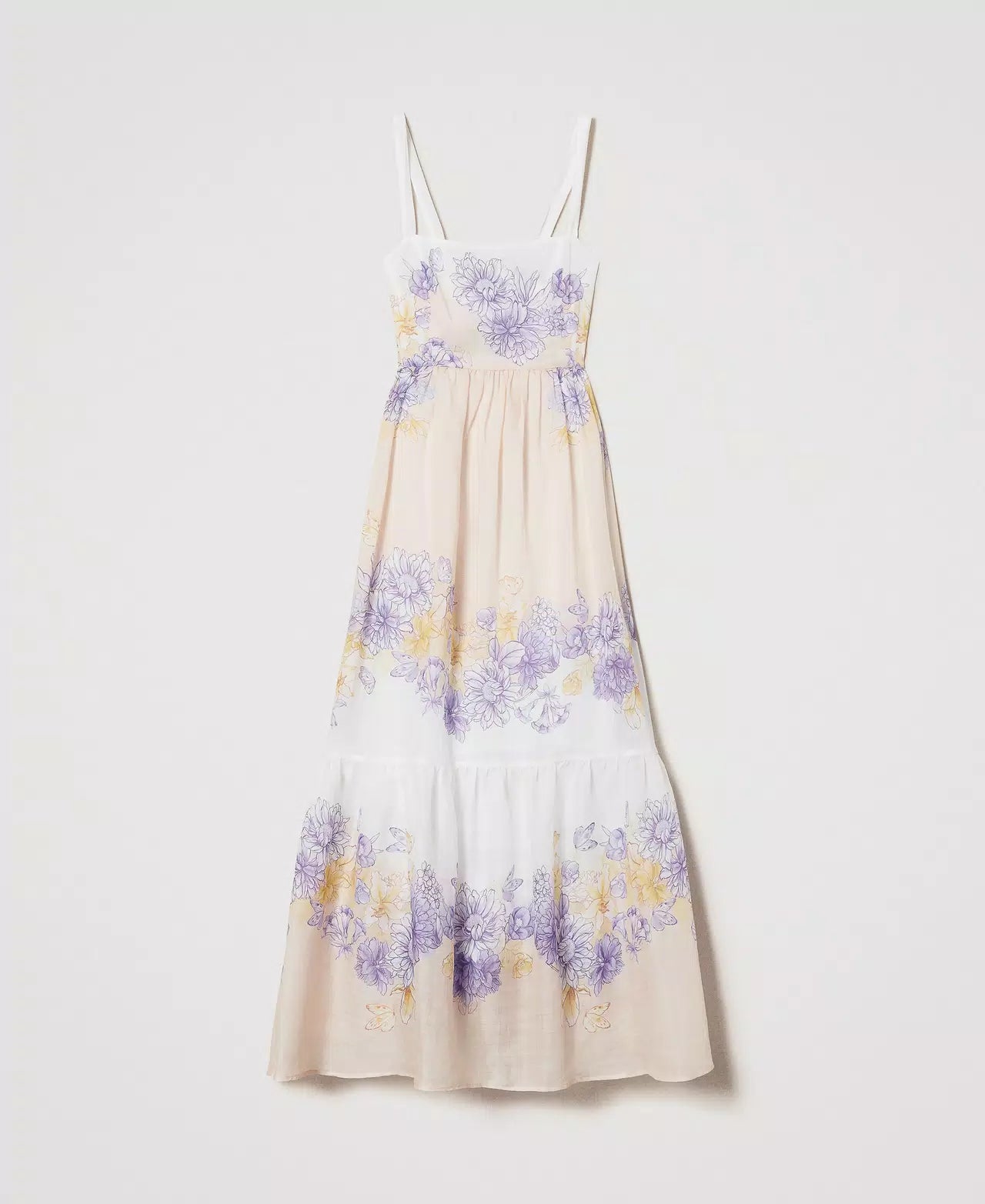 Twinset Women's Long Floral Ramie Bustier Dress