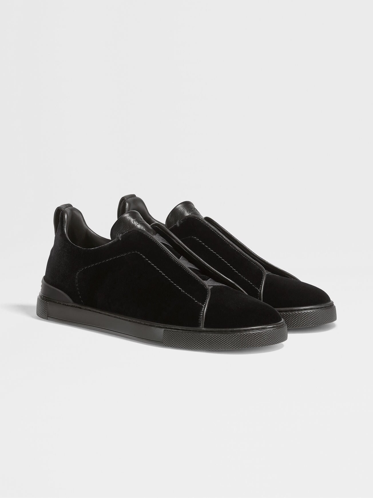Zegna Men's Black Velvet Triple Stitch™ Sneakers