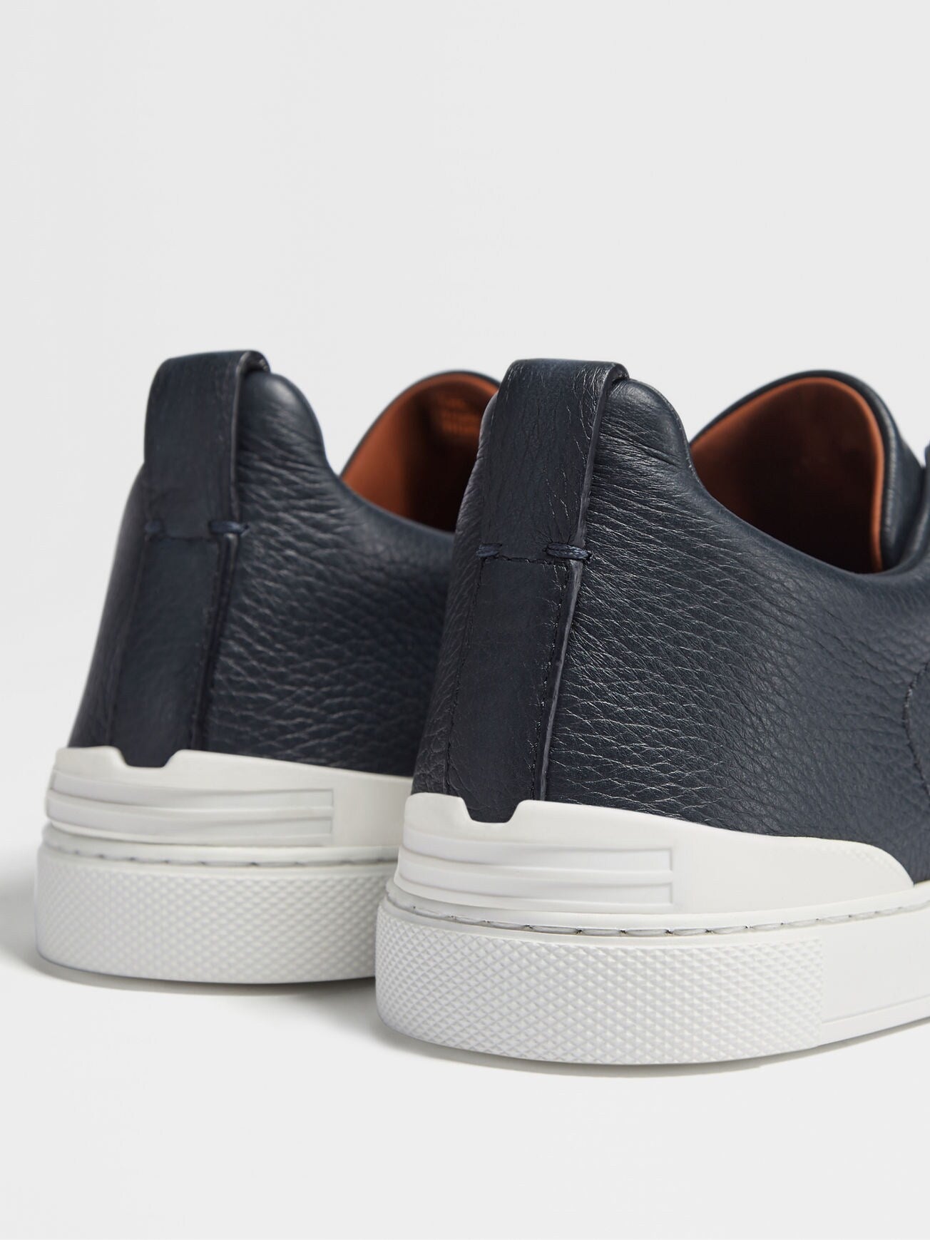 Zegna Men's Navy Blue Deerskin Triple Stitch™ Sneakers