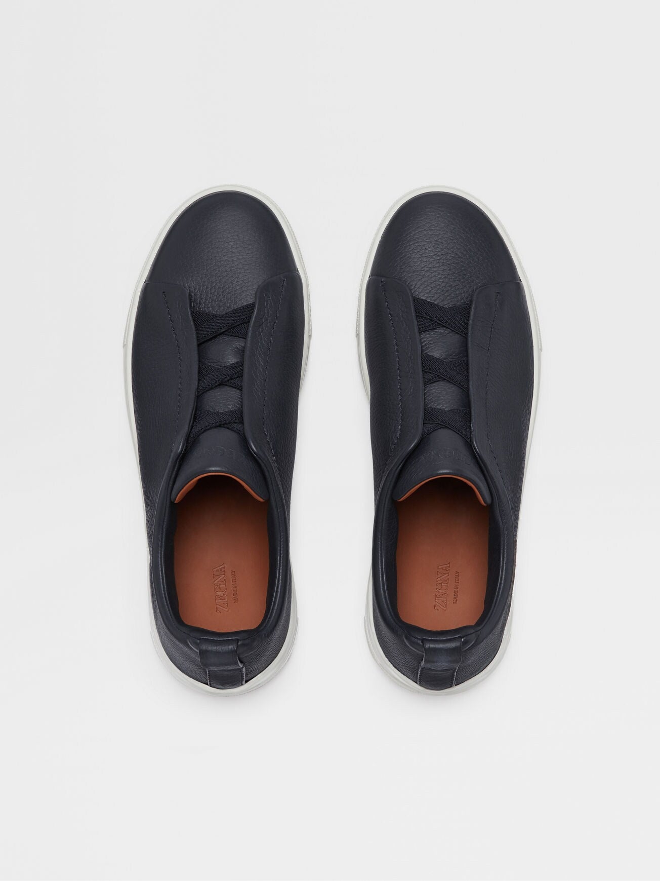 Zegna Men's Navy Blue Deerskin Triple Stitch™ Sneakers