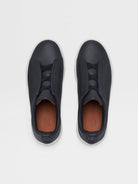 Zegna Men's Navy Blue Deerskin Triple Stitch™ Sneakers