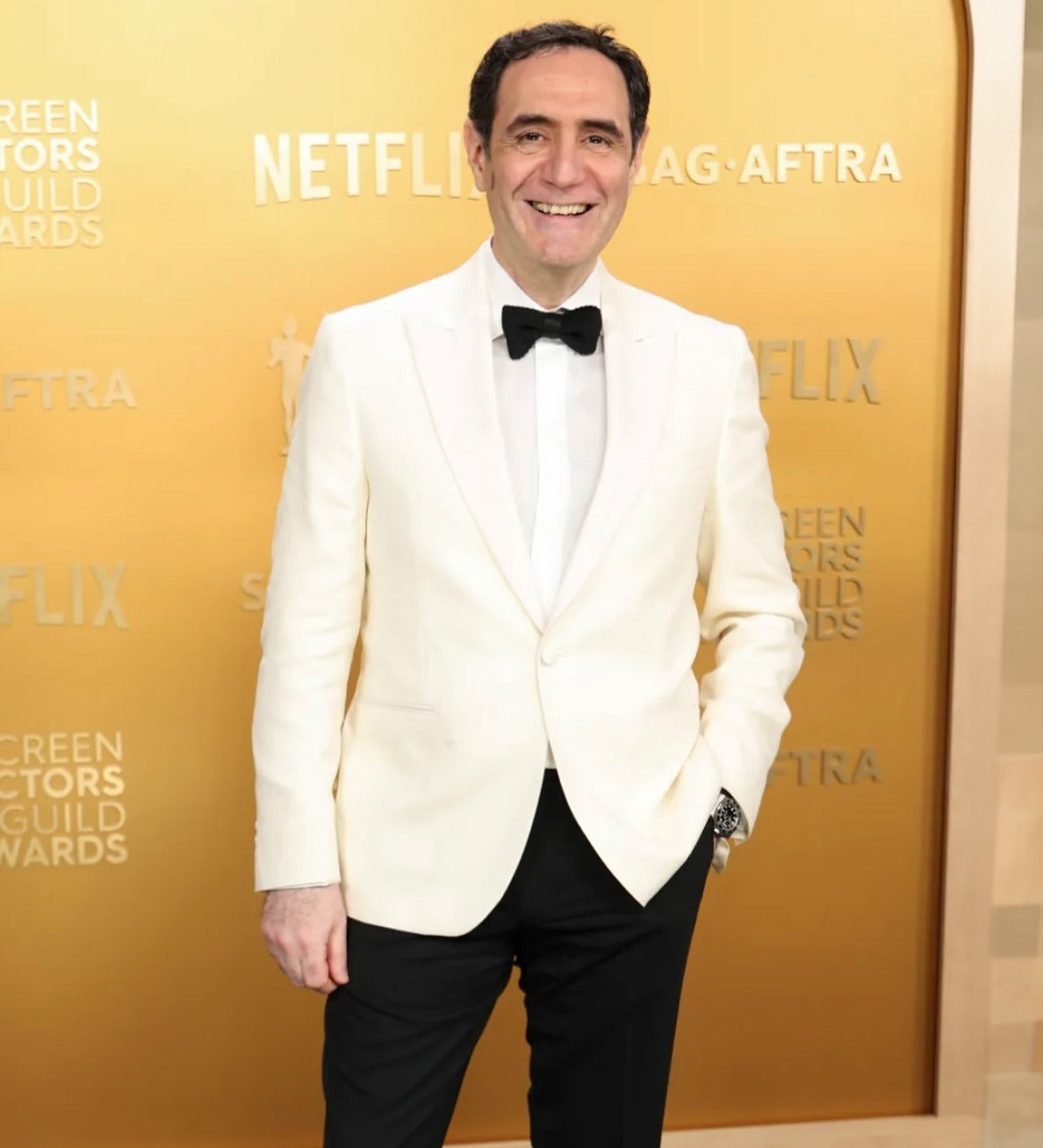 @karrenkaragulian from @anorafilm wearing Jack Victor at the 31st annual SAG Awards